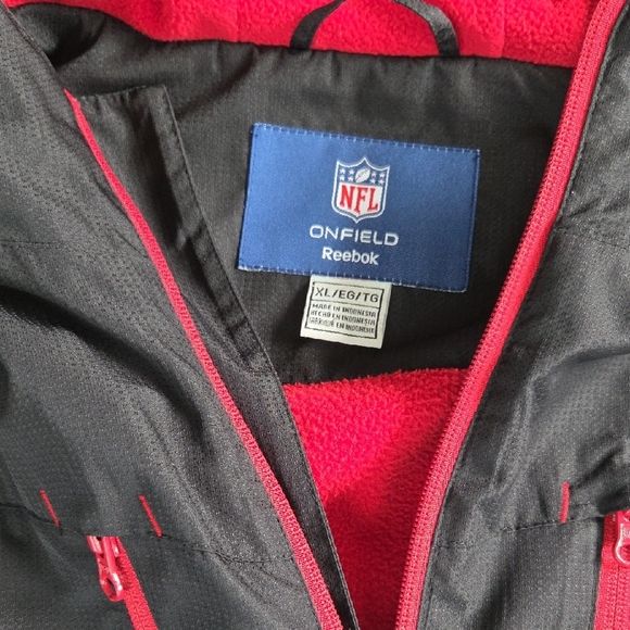 Reebok 49ers San Francisos Black and Red Hooded Windbreaker Winter Jacket - Picture 2 of 14